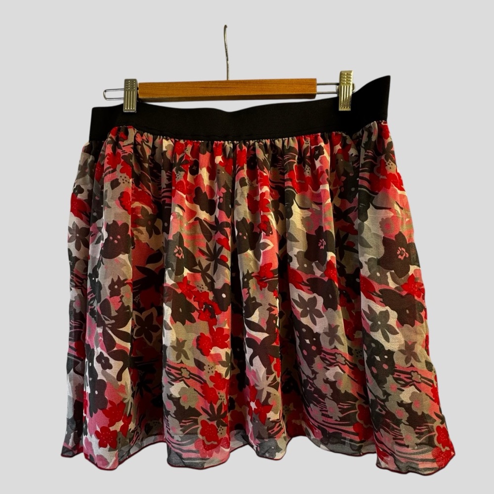 Women’s Floral Skirt Pink Red Size L